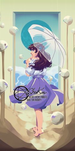 Sept 2021
</br />
Inspired by unreal arch-viz art by those like Peter Tarka and Blake Kathryn.
<br />
The concept came from two things: the rainy season which reigns over Southern Vietnam from July to September, and this character's name, "plethoras of sand". The skirt sway dominates my mind. A painting of a brunette girl from behind. She's holding a clear umbrella and looking at the viewer with a troubled expression. All over her are glass spheres with huge openings, from which sand flows into the room.